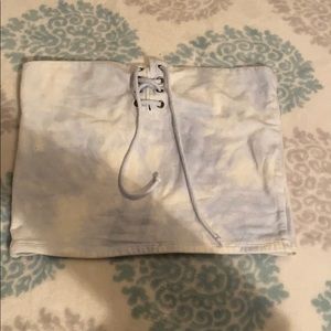 Blue and white tie dye tube top